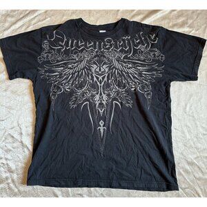 Vintage Queensryche Heavy Metal Rock Band‎ T-Shirt Sz Large Black Y2K Affliction